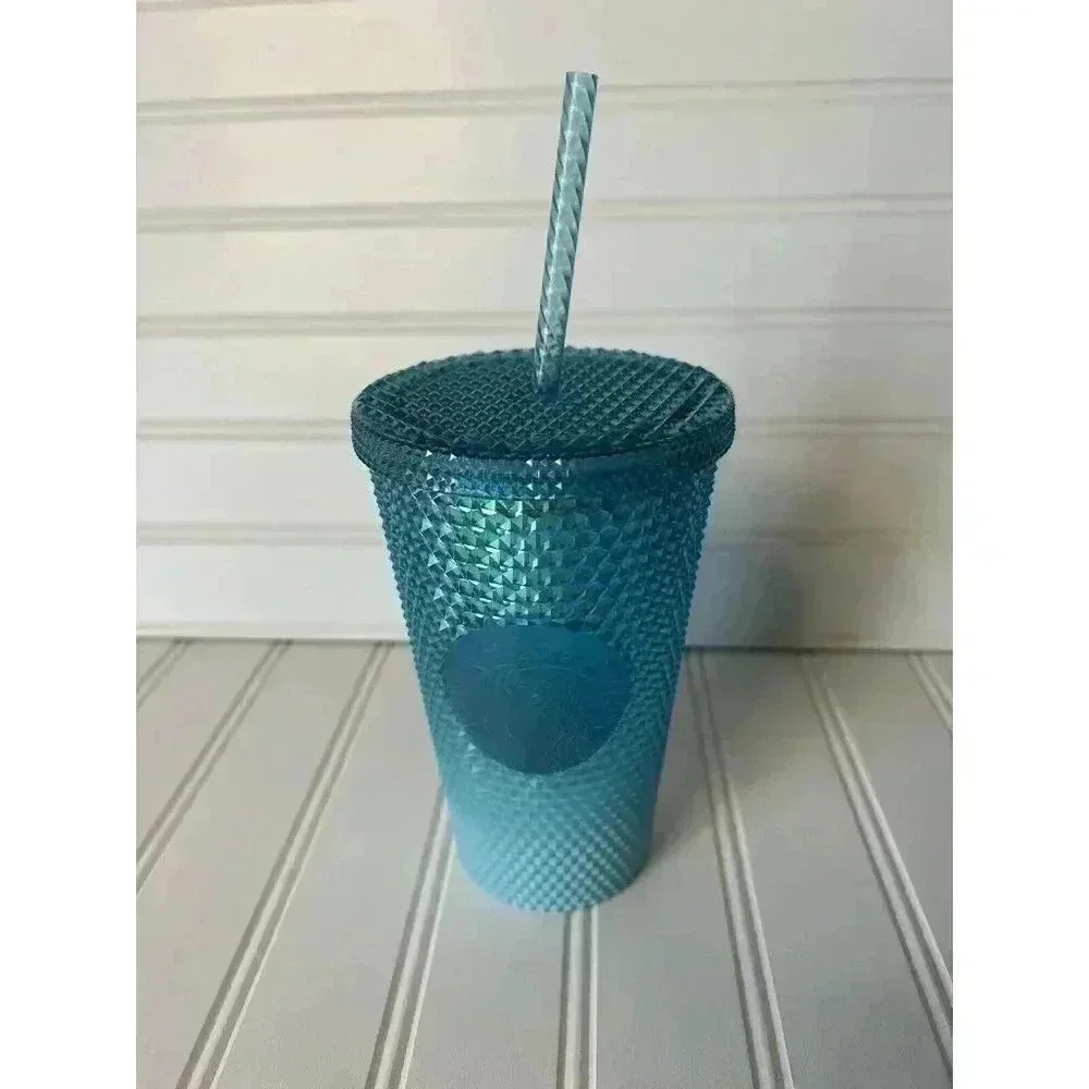 Starbucks Studded Blue Gradient Bling Ombre Cold Cup Tumbler Grande 16oz NEW